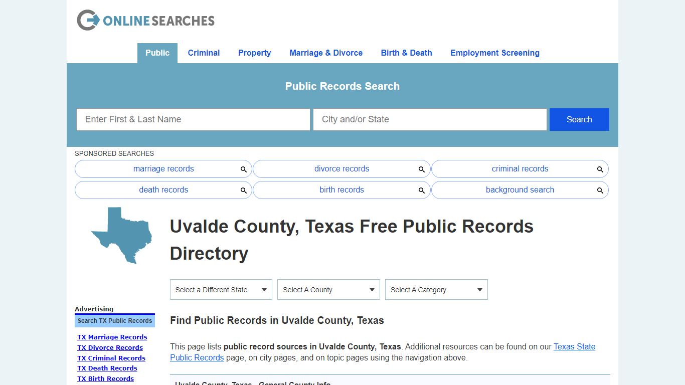 Uvalde County, Texas Public Records Directory - OnlineSearches.com