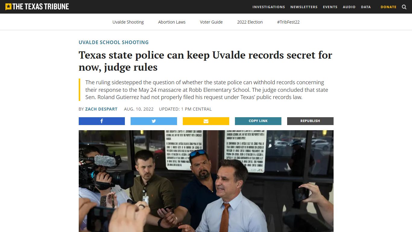 Texas state police can keep Uvalde records secret for now, judge rules ...